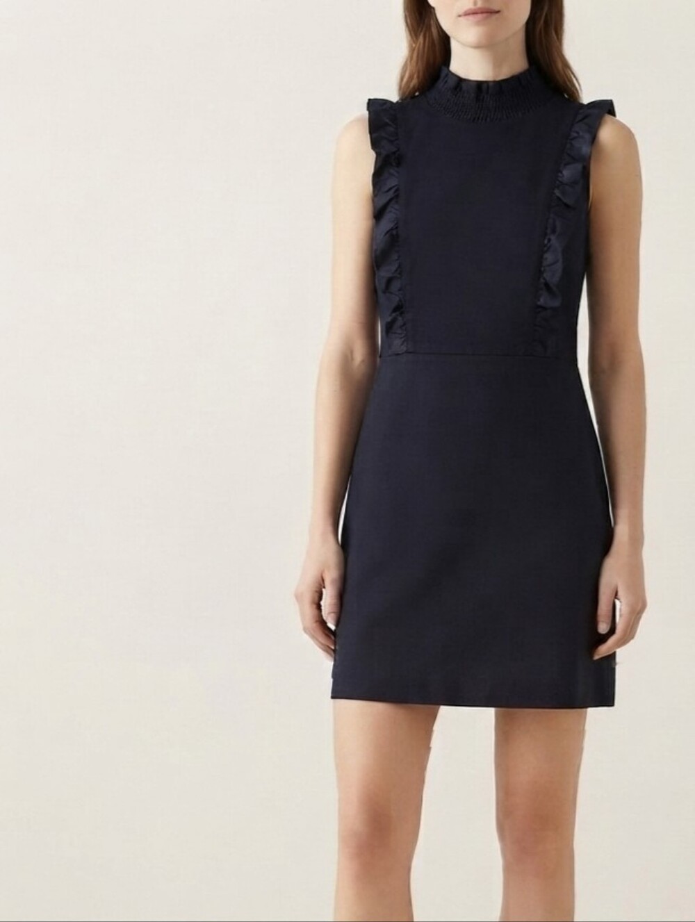 Chelsea28 Navy Sleeveless Ruffle-Trim Mini Dress